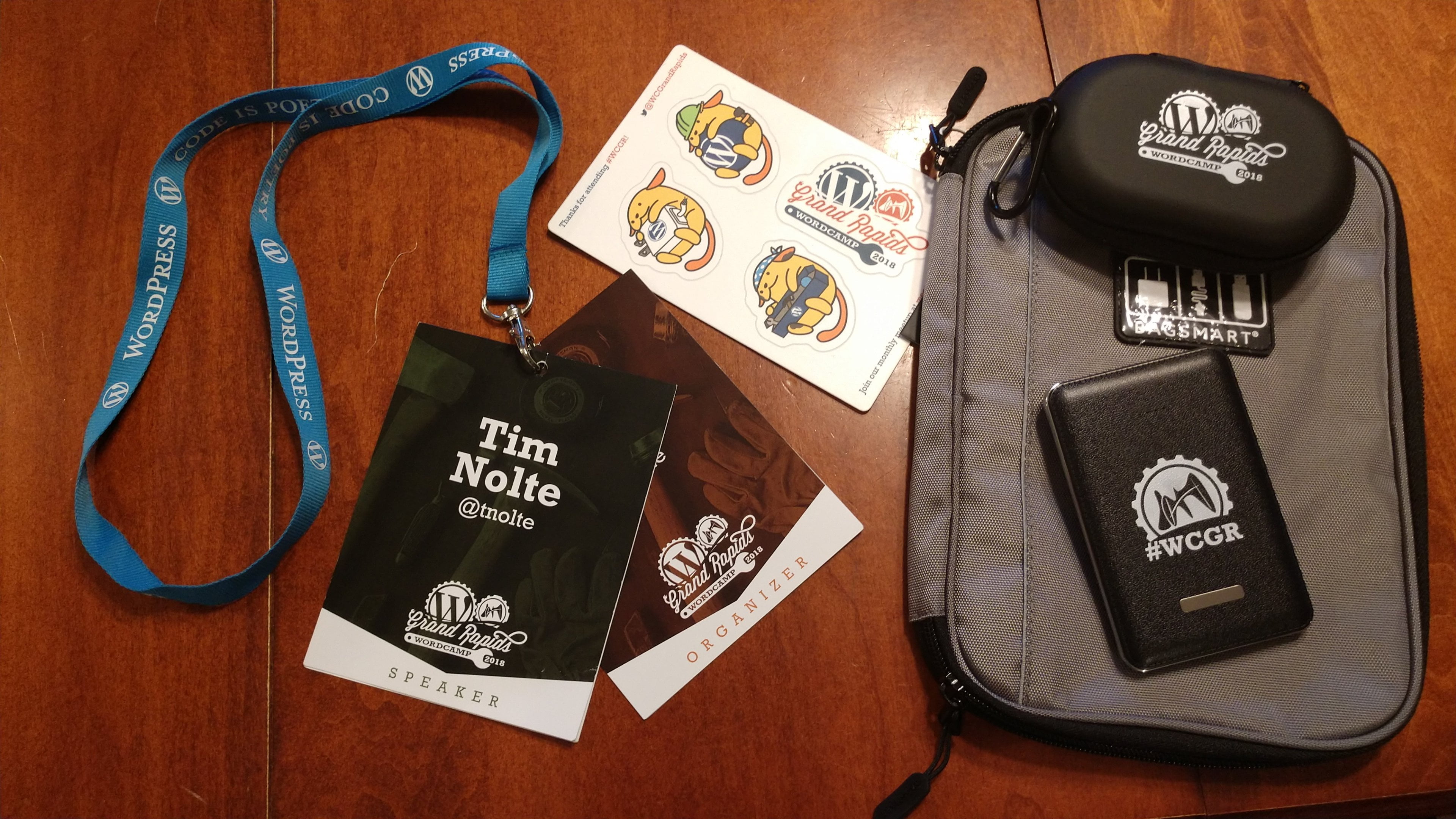 WordCamp Grand Rapids 2018 Swag