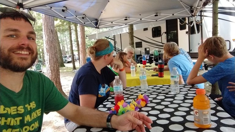 Enjoying A Comfortable Afternoon At The Campground With Family