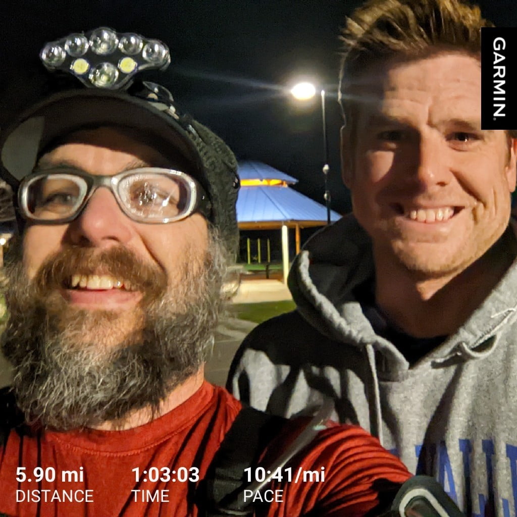 Distance: 5.9 Miles, Time: 1:03:03, Pace: 10:41 mile | Tim & Chris at Rosewood Park